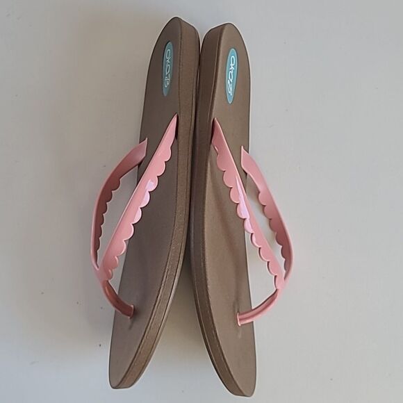 Oka b. Bristol Flip Flops Sandals Thongs Color: Toffee/Pink Salt Size 8 - Picture 8 of 12